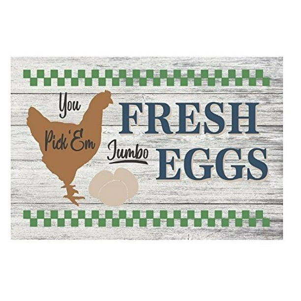 Open Road Brands Fresh Farm Eggs Metal Sign Vintage Farmhouse Kitchen Sign with Hen and Distressed Finish Open Road Brands Fresh Farm Eggs Metal Sign Vintage Farmhouse Kitchen Sign with Hen and Distressed Finish